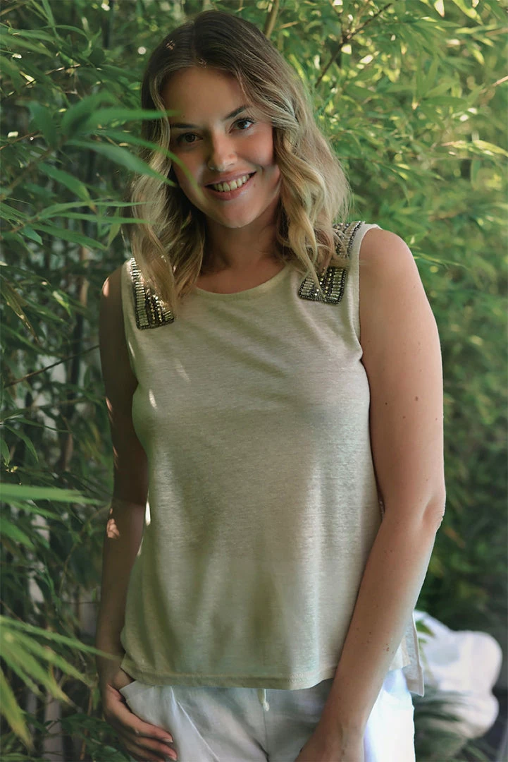 Silence & Noise Clothing Embellished Tee - Cream - SN11 1 Silence & Noise Clothing Embellished Tee - Cream - SN11