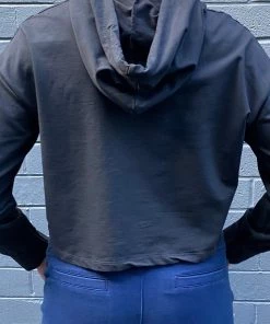 Wednesday Lulu Knitwear/Jumpers Cropped Hoody Top | Black | WL31