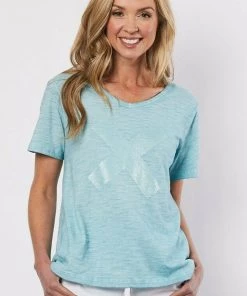 Threadz Cross Stitch Tee | Lagoon | TZ33
