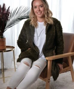 Silence & Noise Cuddle Me Teddy Jacket | Khaki | SN13 Jackets/Coats