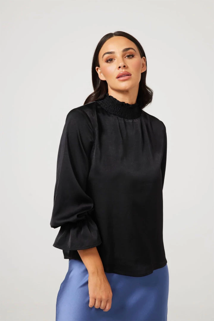 Brave & True Clothing Dakota Top | Black Satin | BT30 1 Brave & True Clothing Dakota Top | Black Satin | BT30