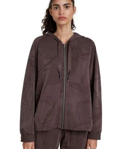 Desigual Clothing Hooded Zip Sweater | Brown D12 16 Desigual Clothing Hooded Zip Sweater | Brown D12