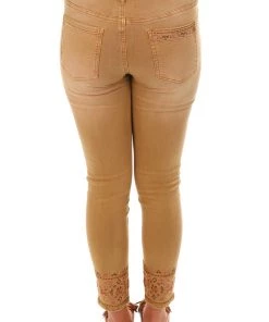 Desigual Clothing Embroidered Jeans - Camel - D2