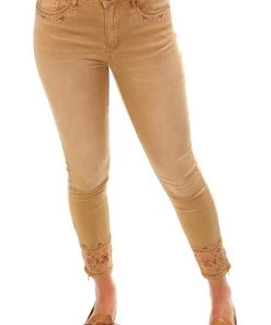 Desigual Clothing Embroidered Jeans - Camel - D2