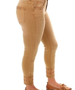 Desigual Clothing Embroidered Jeans - Camel - D2