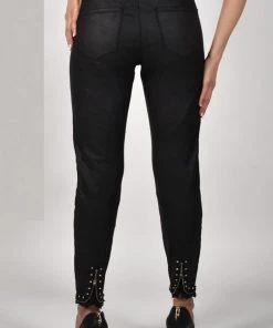 Frank Lyman Lace Trim Jeans | Black | FL40
