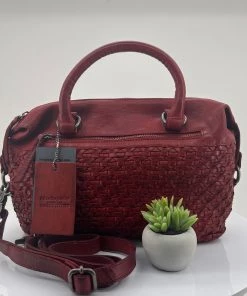 Modapelle Diamond Weave Shoulder Bag | Red | ML39 Handbags
