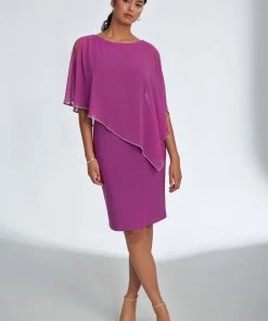 Joseph Ribkoff Clothing Diamante Overlay Dress | Grape | JR136