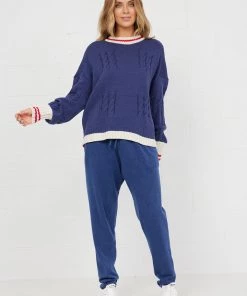 Homelove Clothing Digby Knit | Denim/Natural/Scarlet | HL11