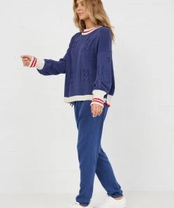 Homelove Clothing Digby Knit | Denim/Natural/Scarlet | HL11