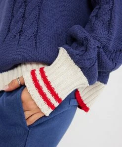 Homelove Clothing Digby Knit | Denim/Natural/Scarlet | HL11