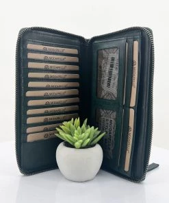 Modapelle Vintage Leather Large Ladies Wallet | Emerald | ML45