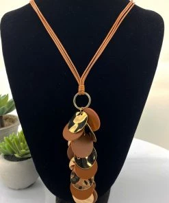 Stellar Rose Disco Disc Necklace | Tan | SR36