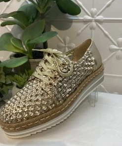 Django & Juliette Evert Woven Sneaker | Pale Gold | DJ7 Shoes