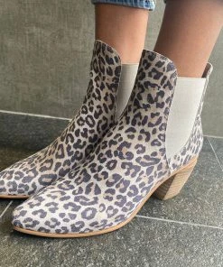 Django & Juliette Jinks Taupe Leopard Boots | DJ10 Shoes