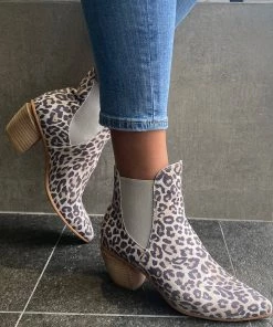 Django & Juliette Jinks Taupe Leopard Boots | DJ10 Shoes