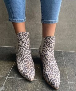 Django & Juliette Jinks Taupe Leopard Boots | DJ10 Shoes