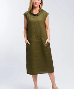 See Saw Cowl Neck Linen 2 Pocket Dress | SS4s