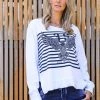3RD STORY Eagle Stripe Sweater | WHITE | 3RD11 Clothing