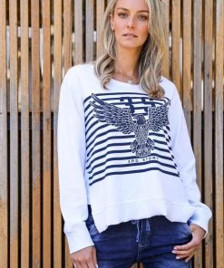3RD STORY Eagle Stripe Sweater | WHITE | 3RD11 Clothing