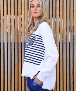 3RD STORY Eagle Stripe Sweater | WHITE | 3RD11 Clothing