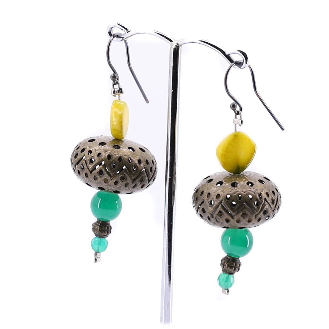 Elfy Jade & Agate Lantern Earrings Jewellery 1 Elfy Jade & Agate Lantern Earrings Jewellery