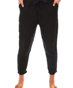 Wednesday Lulu Ellie Linen Pants | Black | CP14