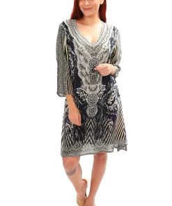 Fashion Spectrum Mosaic Tunic Dress - Black