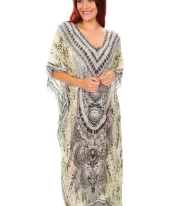 Fashion Spectrum Resort Wear Egyptian Long Kaftan | Khaki