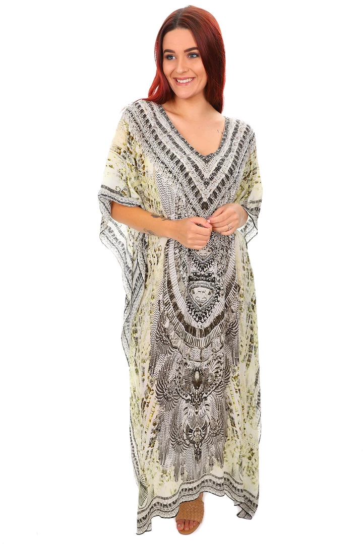 Fashion Spectrum Resort Wear Egyptian Long Kaftan | Khaki 1 Fashion Spectrum Resort Wear Egyptian Long Kaftan | Khaki