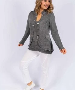 The Italian Closet Favara Military Jacket - Charcoal - Tic9 Clothing