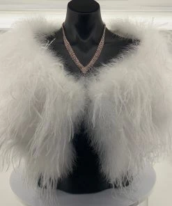 Pizazz Boutique Events Ostrich Feather Shrug | White | FI2