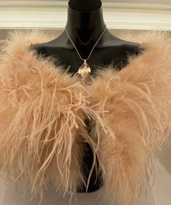 Essential Imports Ostrich Feather Shrug | Peach | FI2