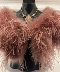 Pizazz Boutique Ostrich Feather Shrug | Dark Pink | FI2
