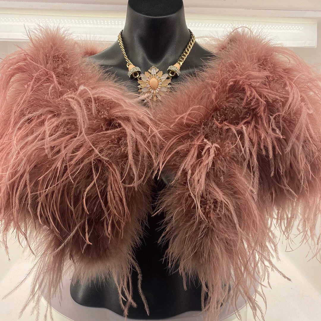 Pizazz Boutique Ostrich Feather Shrug | Dark Pink | FI2 1 Pizazz Boutique Ostrich Feather Shrug | Dark Pink | FI2