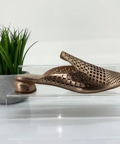 Django & Juliette Flan Heeled Slide | Champagne | DJ2 Shoes