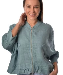 The Italian Cartel Cori Linen Jacket | Sea Breeze | IC24 Jackets/Coats