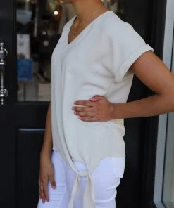 Frank Lyman Side Tie Top - Vanilla - FL10