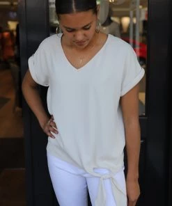 Frank Lyman Side Tie Top - Vanilla - FL10