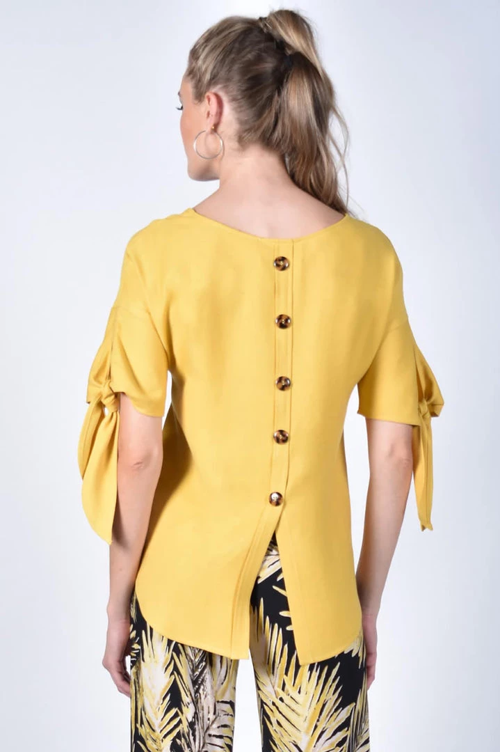 Frank Lyman Yellow Tie Sleeve Top - FL6 Tops 2 Frank Lyman Yellow Tie Sleeve Top - FL6 Tops