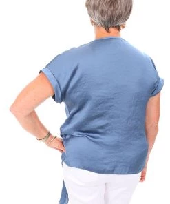 Frank Lyman V Neck Tie Top - Blue