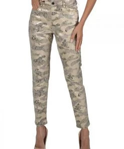 Frank Lyman Metallic Camo Jeans | Gold | FL39 Clothing
