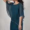 Frank Lyman Jewelled Cape Dress | Green | FL42 Clothing