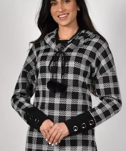 Frank Lyman Tops Plaid Hooded Sweater | FL53