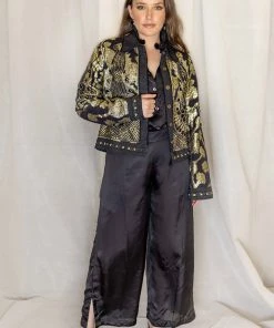 Anannasa Clothing Frida Beaded Jacket | Gold | AN2