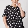 Threadz Clothing Frilled Hem Spot Shirt | White | TZ42