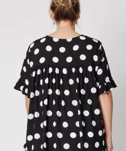 Threadz Clothing Frilled Hem Spot Shirt | White | TZ42