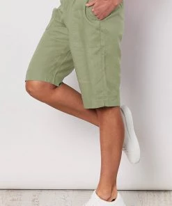 Gordon Smith Jersey Waist Linen Shorts | Sage | GS8
