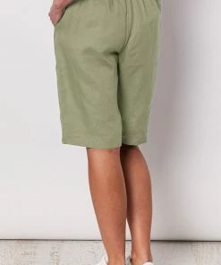 Gordon Smith Jersey Waist Linen Shorts | Sage | GS8