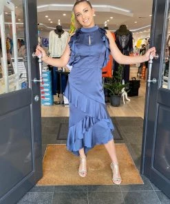 Romance Grace Frill | Dress | Indigo | ROM2 Clothing